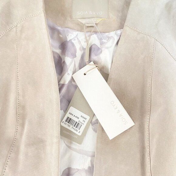 NWT Soia & Kyo Romie Collarless Light Grey Suede Long fringe  Boho Jacket XS - Picture 10 of 13
